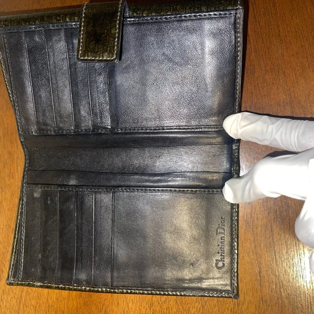 Authentic Christian Dior Monogram Wallet Green